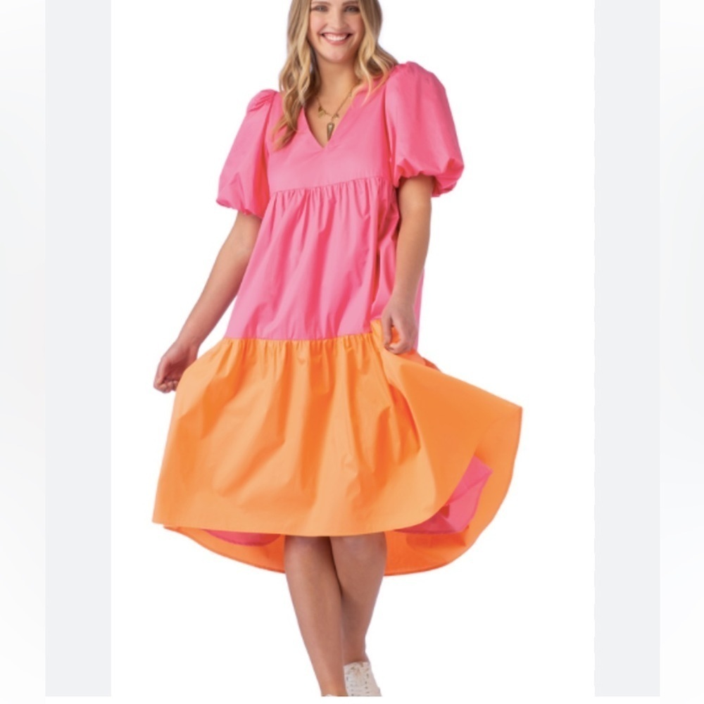 Crosby Hot Pink and Orange Brawley Dress - Picture 2 of 15